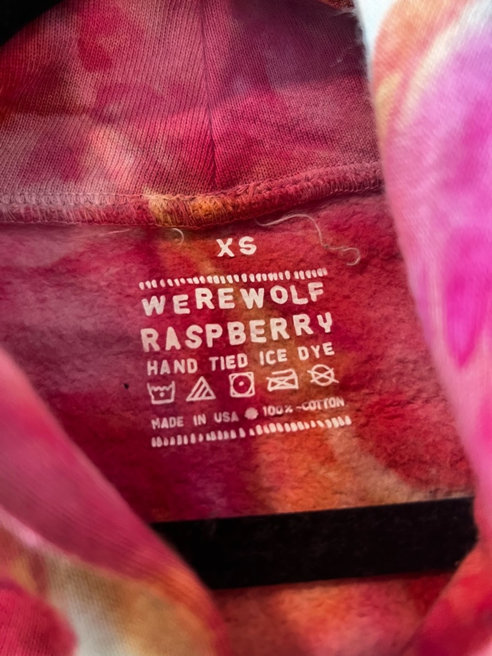 Free People x Werewolf Raspberry 
Hand Tied Ice Dyed Hoodie - Picture 5 of 5
